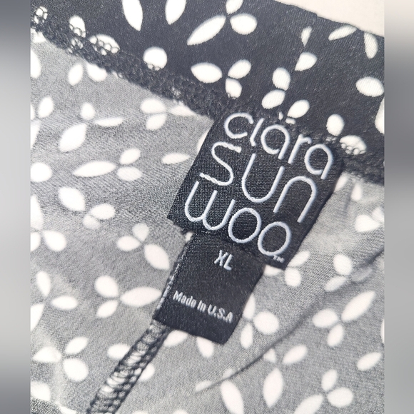 Clara Sunwoo Black White Patterned Straight Leg Pants Size X‎ Large - Picture 7 of 8